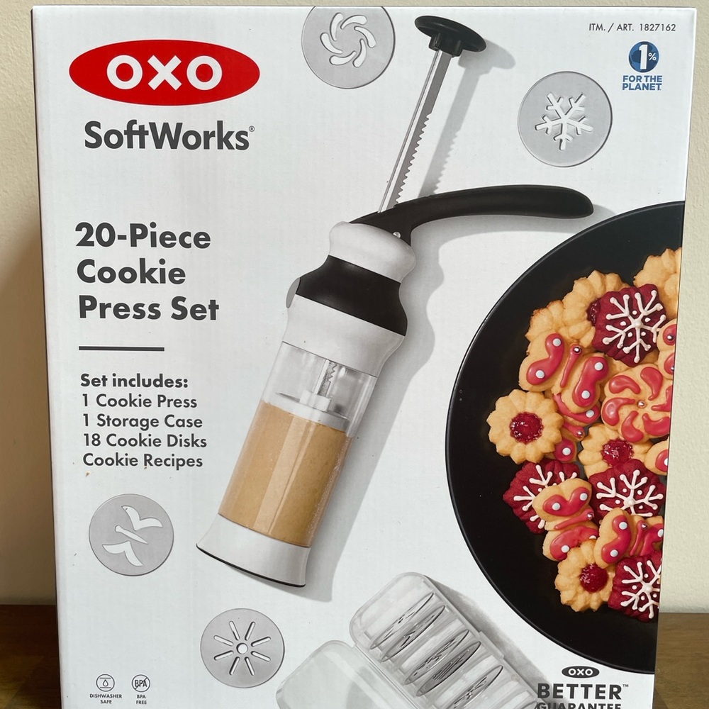 OXO SoftWorks Cookie Press Holiday Press Set with Disks 20 piece set